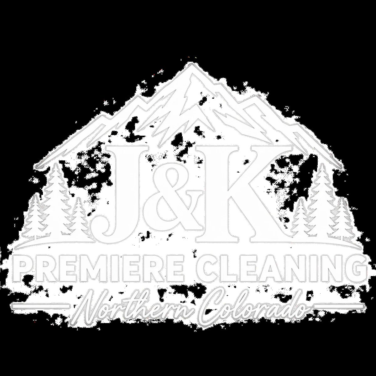 J&K Premiere Cleaning logo with mountain peaks, pine trees, and Northern Colorado text
